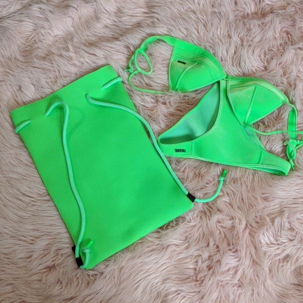 Triangl lime green velvet bikini